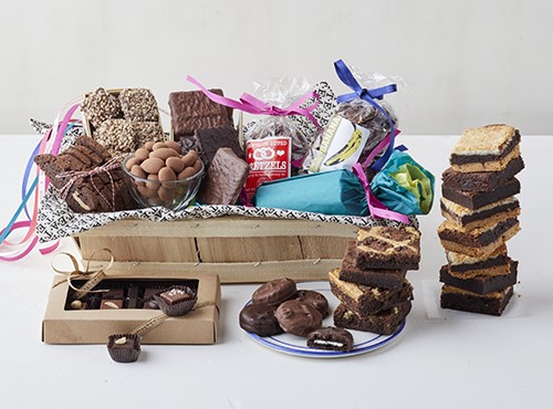 Super Deluxe Chocolate Addict’s Gift Basket with 24 brownies